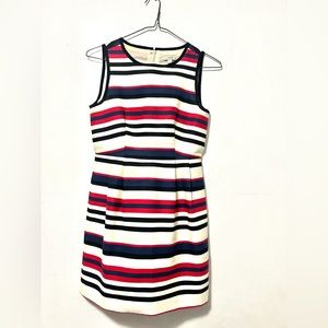 J.Crew Striped Cotton Mini Dress Pockets Zip Back Women’s - Size 4